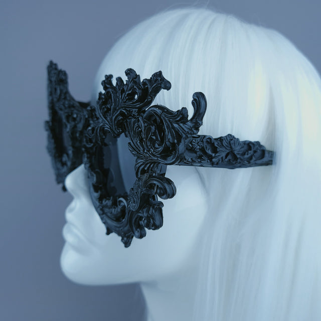 "Sarai" Black Baroque Filigree Sunglasses