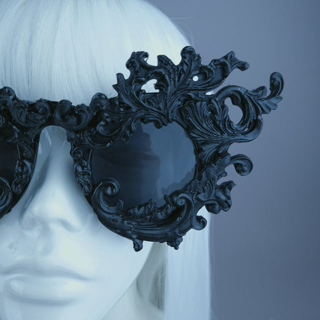 "Sarai" Black Baroque Filigree Sunglasses