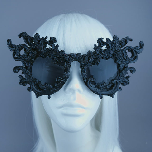 "Sarai" Black Baroque Filigree Sunglasses