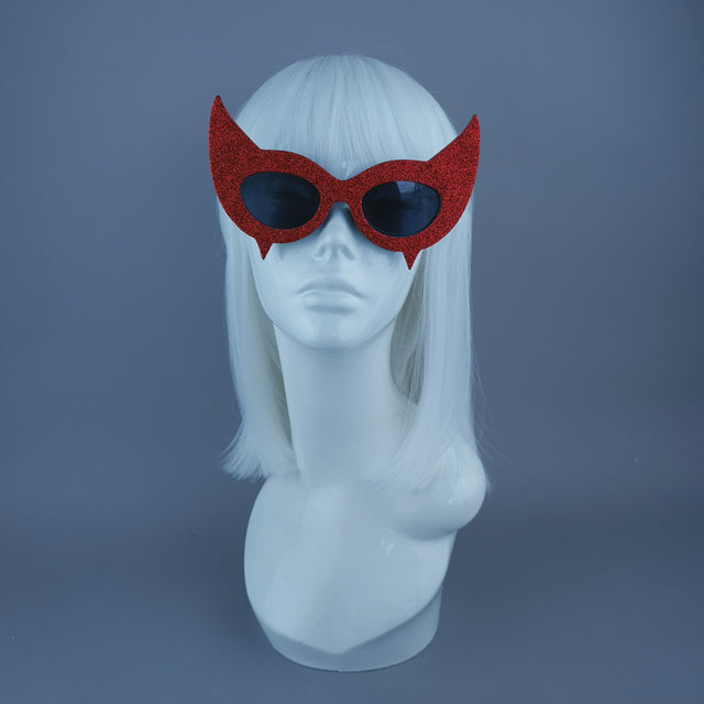 "Diablo" Red Glitter Devil Horn Sunglasses