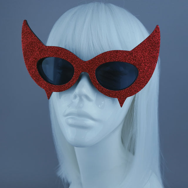 "Diablo" Red Glitter Devil Horn Sunglasses