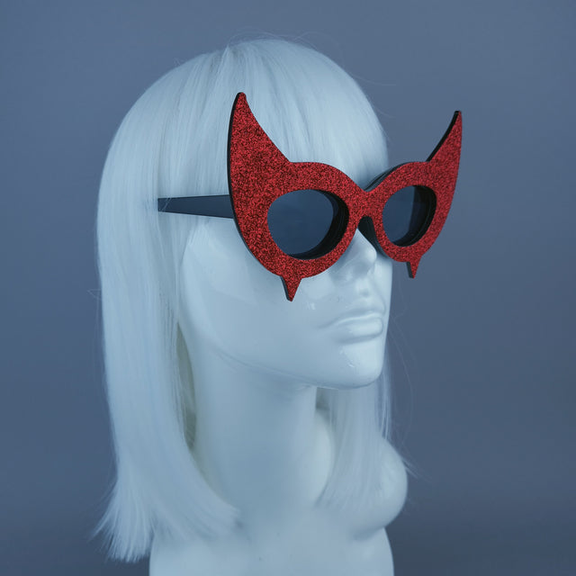 "Diablo" Red Glitter Devil Horn Sunglasses