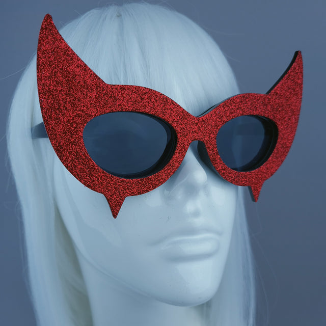 "Diablo" Red Glitter Devil Horn Sunglasses