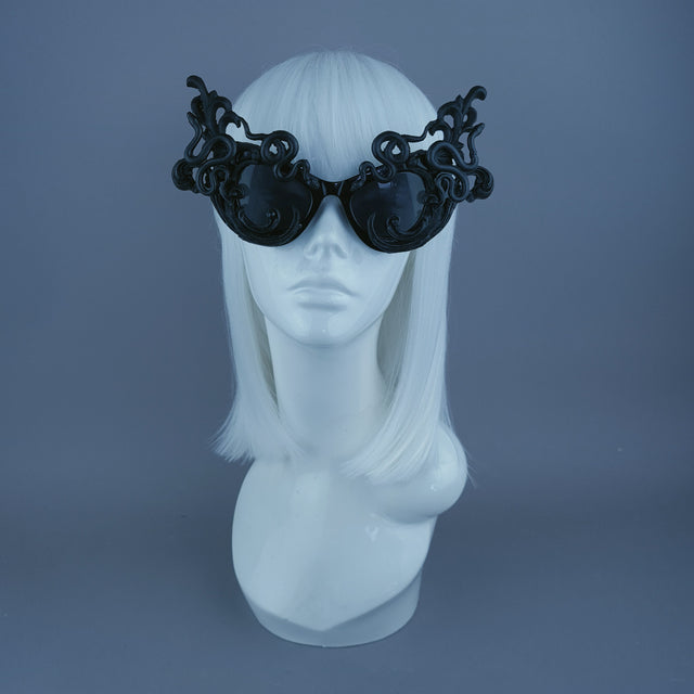"Tamika" Black Filigree Snake Catseye Sunglasses