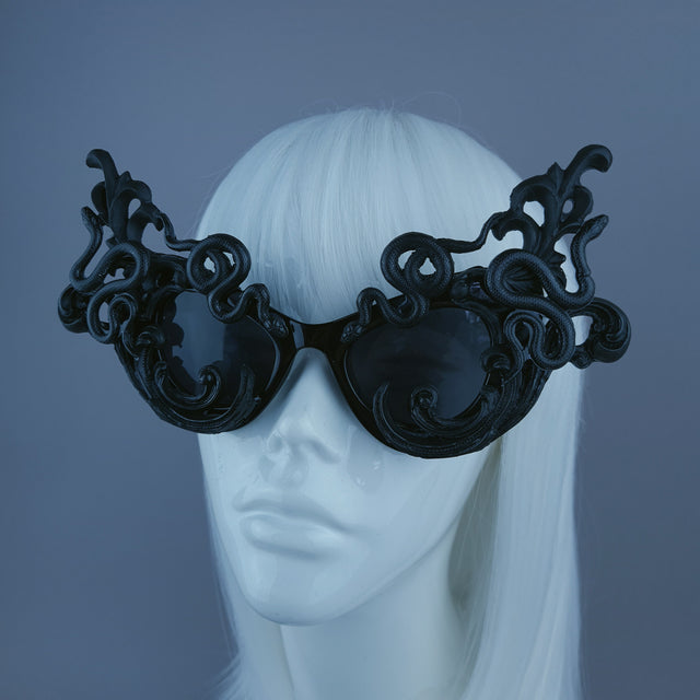 "Tamika" Black Filigree Snake Catseye Sunglasses