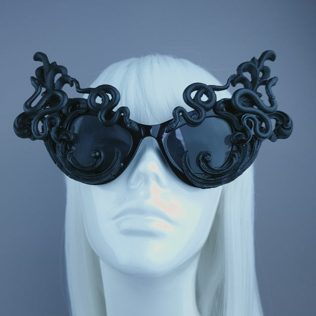 "Tamika" Black Filigree Snake Catseye Sunglasses