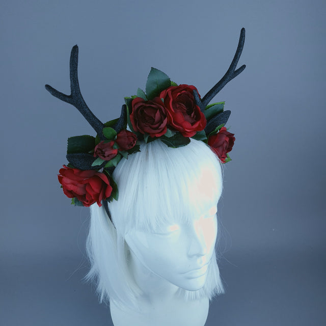 Antler & Red Rose Headdress