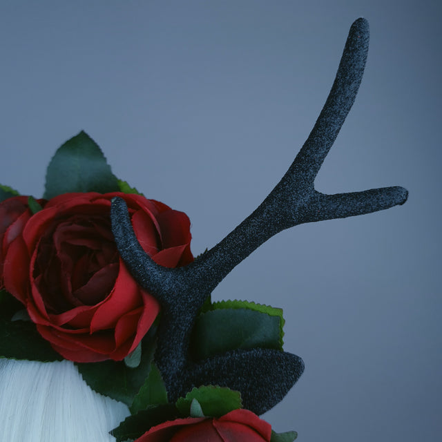 Antler & Red Rose Headdress