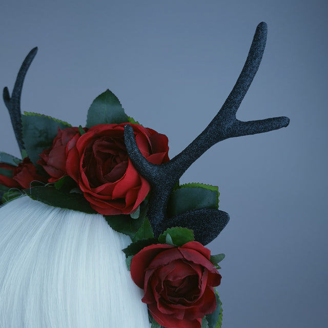 Antler & Red Rose Headdress