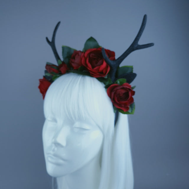 Antler & Red Rose Headdress
