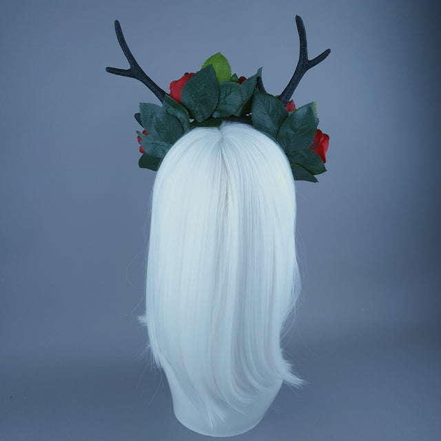 Antler & Red Rose Headdress