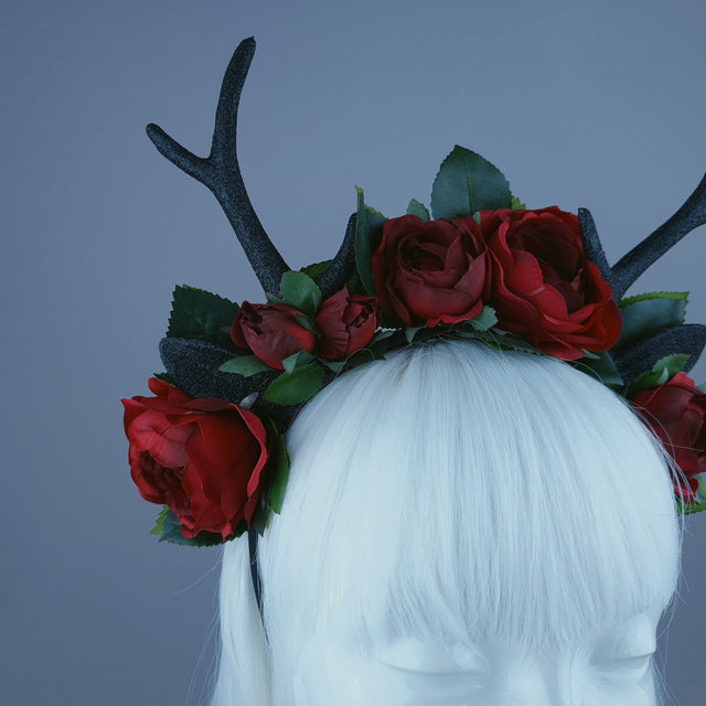 Antler & Red Rose Headdress