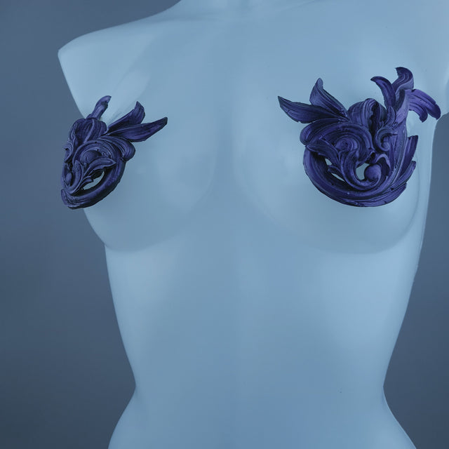 "Elqenna" Purple Filigree Nipple Pasties