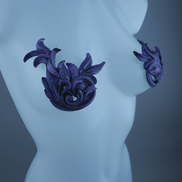 "Elqenna" Purple Filigree Nipple Pasties