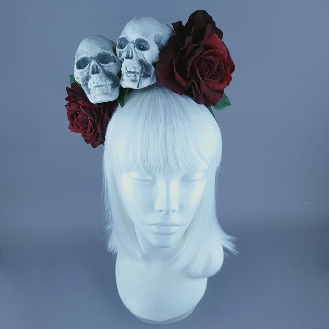 Skulls & Red Rose Headdress