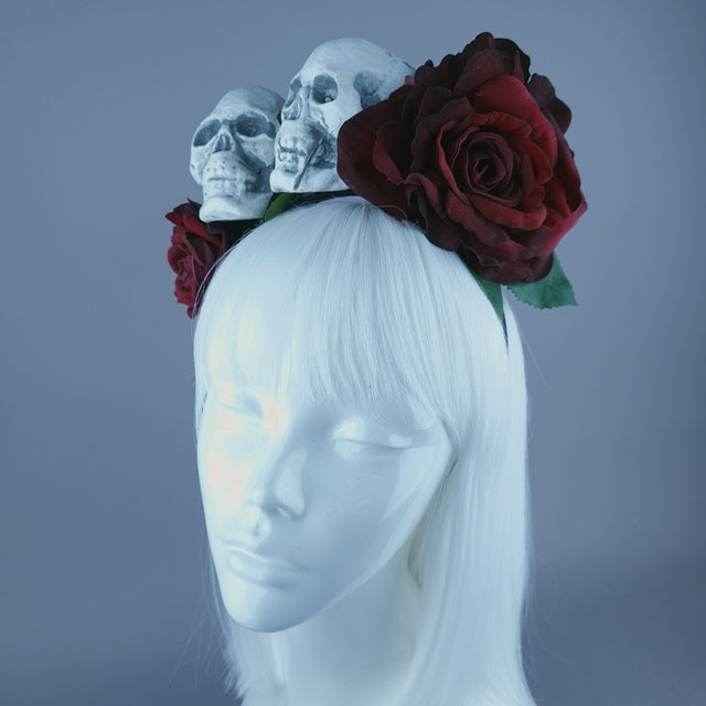 Skulls & Red Rose Headdress