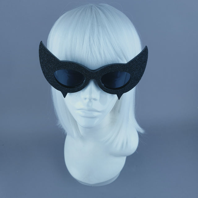 "Diablo" Black Glitter Devil Horn Sunglasses