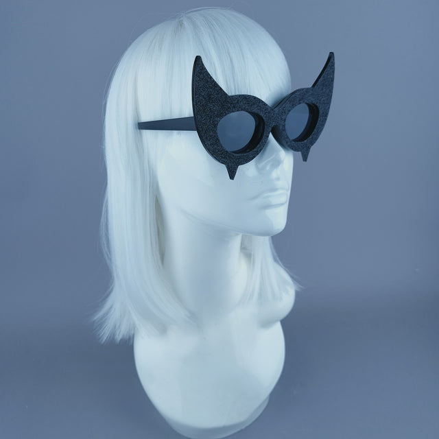 "Diablo" Black Glitter Devil Horn Sunglasses