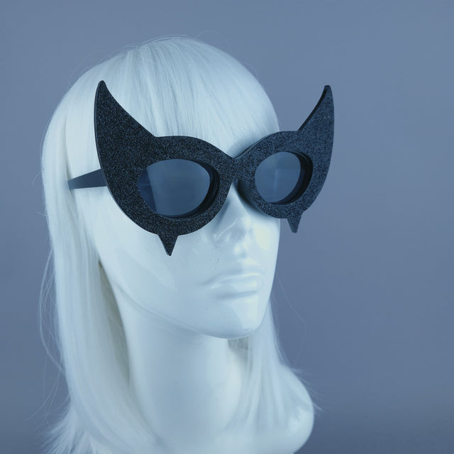 "Diablo" Black Glitter Devil Horn Sunglasses