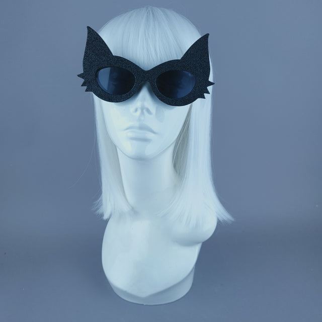 "Neko" Black Glitter Cat Sunglasses