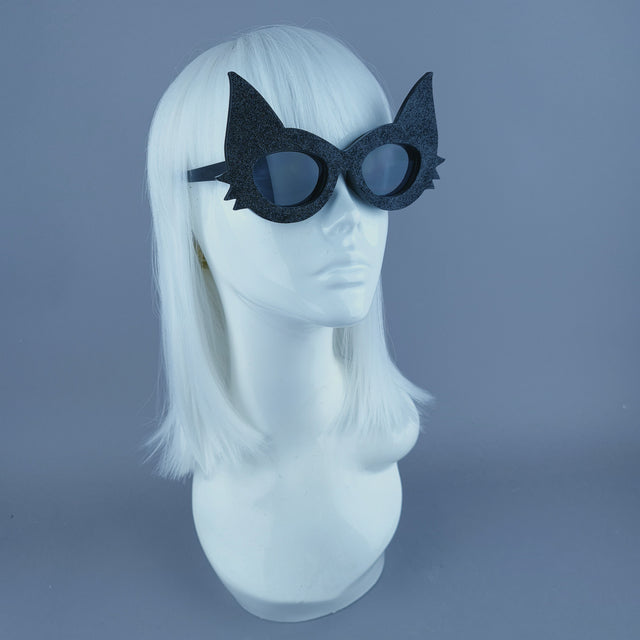"Neko" Black Glitter Cat Sunglasses