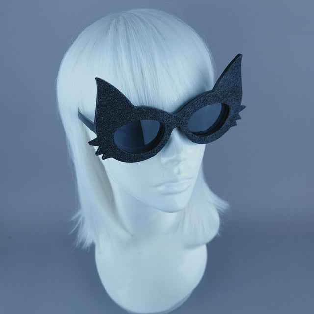 "Neko" Black Glitter Cat Sunglasses