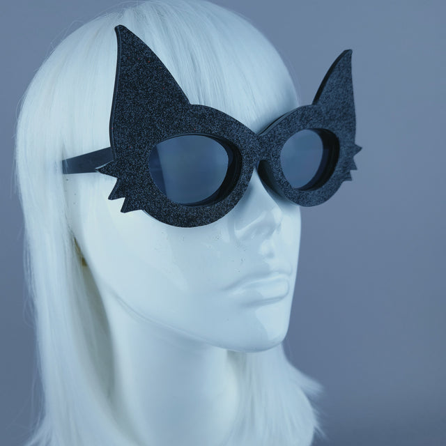 "Neko" Black Glitter Cat Sunglasses