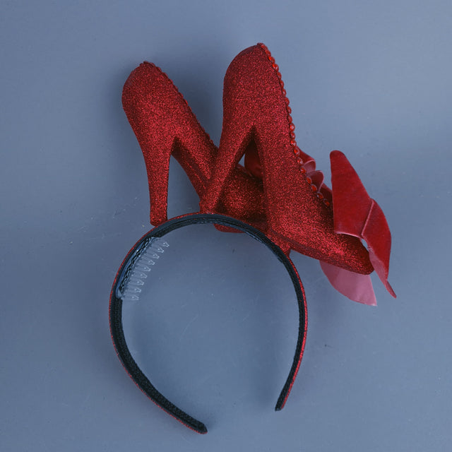 "There's No Place Like Home" Red Glitter Heels Headband