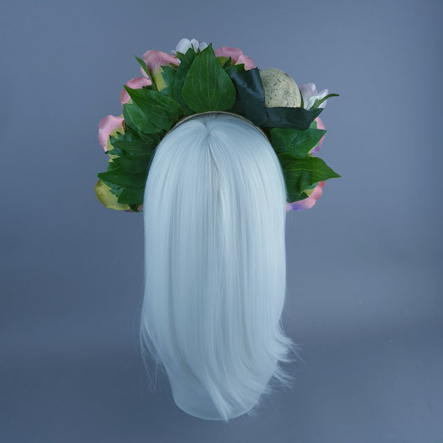 Skull & Pink Rose Flower Headdress