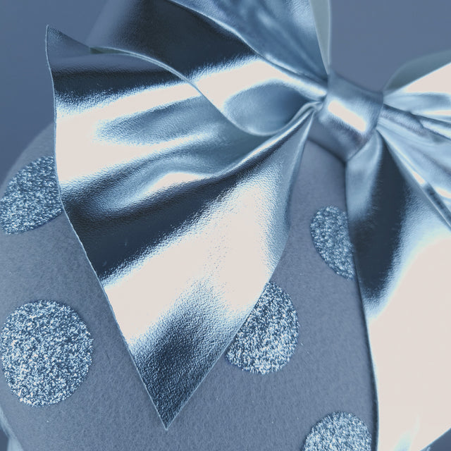 "Koko" Silver Grey Bow Polka Dot Fascinator Hat