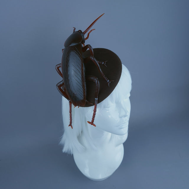 "Cucaracha" Brown Giant Cockroach Insect Bug Fascinator Hat