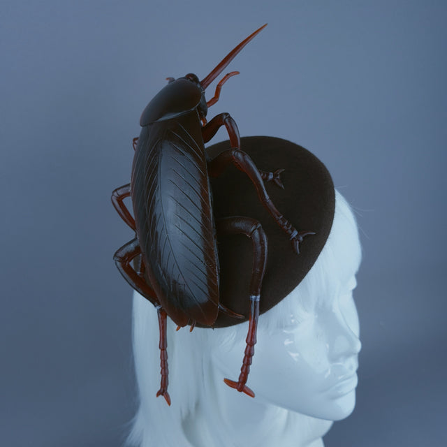 "Cucaracha" Brown Giant Cockroach Insect Bug Fascinator Hat