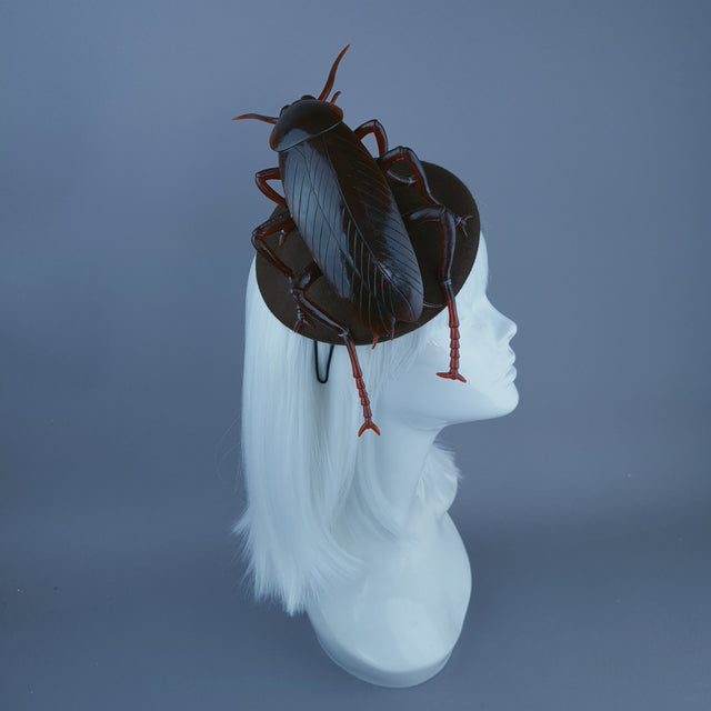 "Cucaracha" Brown Giant Cockroach Insect Bug Fascinator Hat