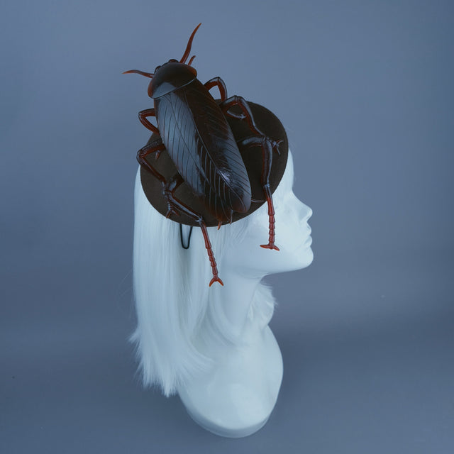 "Cucaracha" Brown Giant Cockroach Insect Bug Fascinator Hat