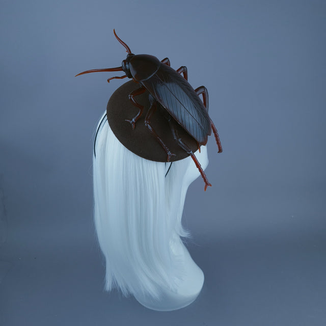 "Cucaracha" Brown Giant Cockroach Insect Bug Fascinator Hat