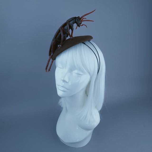 "Cucaracha" Brown Giant Cockroach Insect Bug Fascinator Hat