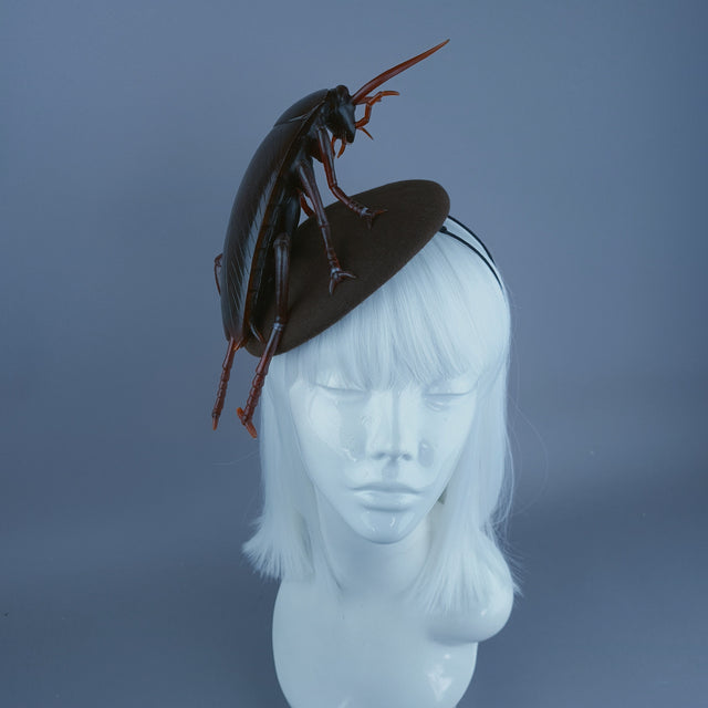 "Cucaracha" Brown Giant Cockroach Insect Bug Fascinator Hat
