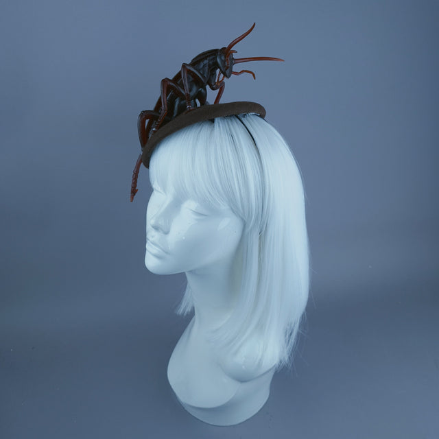 "Cucaracha" Brown Giant Cockroach Insect Bug Fascinator Hat