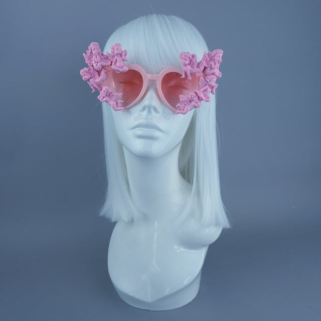 "Aniela" Pink Cherub Heart Shaped Sunglasses