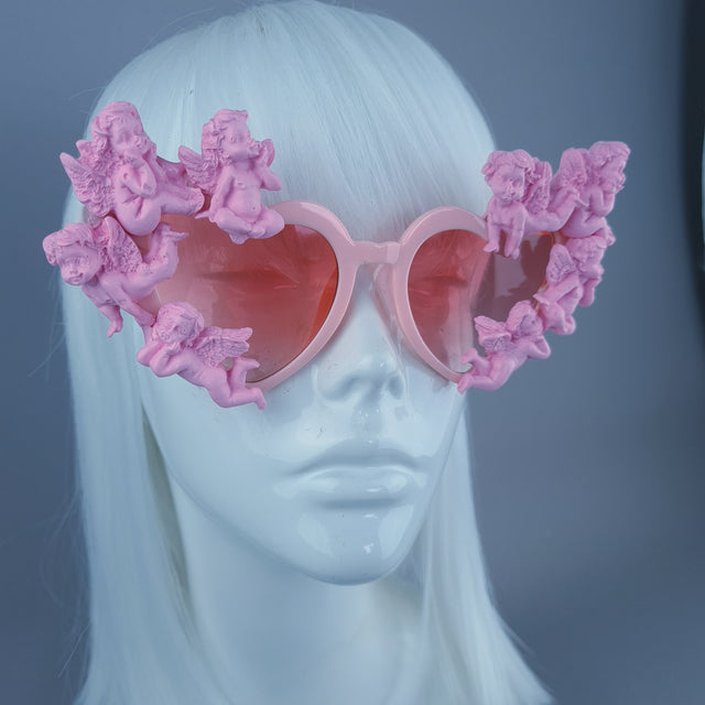 "Aniela" Pink Cherub Heart Shaped Sunglasses