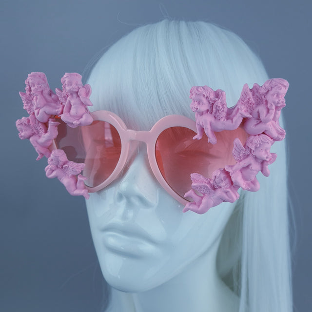 "Aniela" Pink Cherub Heart Shaped Sunglasses