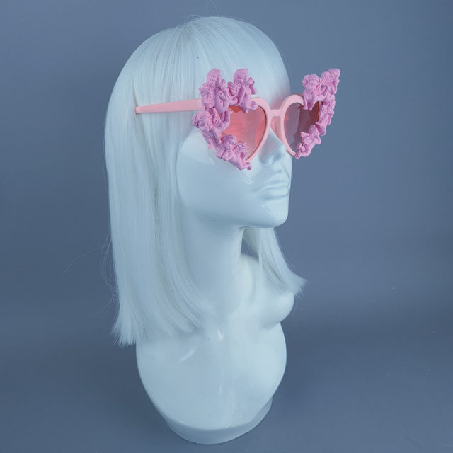 "Aniela" Pink Cherub Heart Shaped Sunglasses