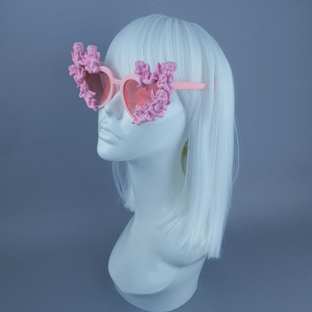 "Aniela" Pink Cherub Heart Shaped Sunglasses