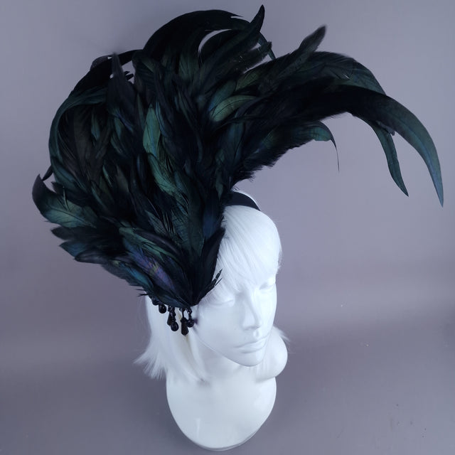"Roo" Black Feather Headdress Fascinator Hat