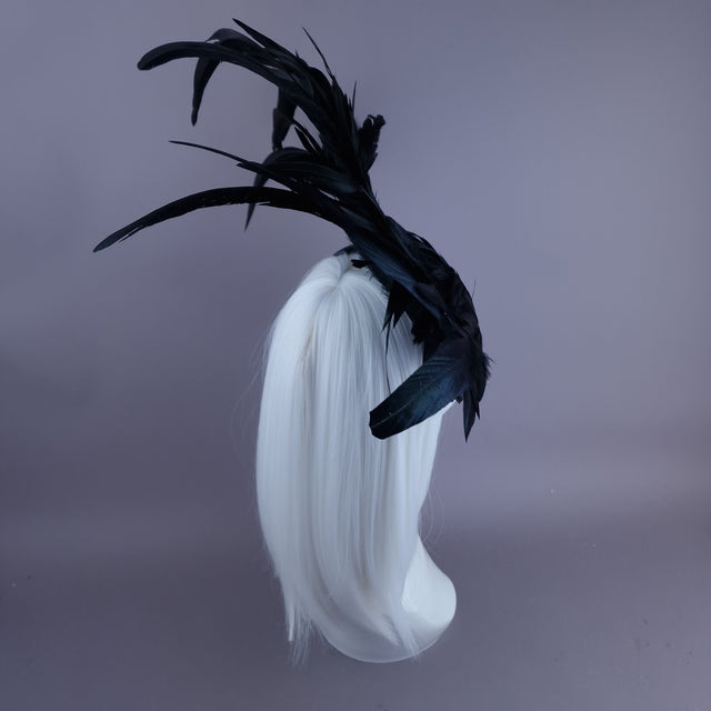 "Roo" Black Feather Headdress Fascinator Hat