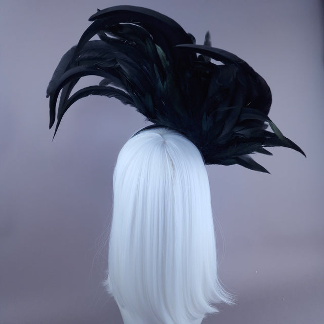 "Roo" Black Feather Headdress Fascinator Hat