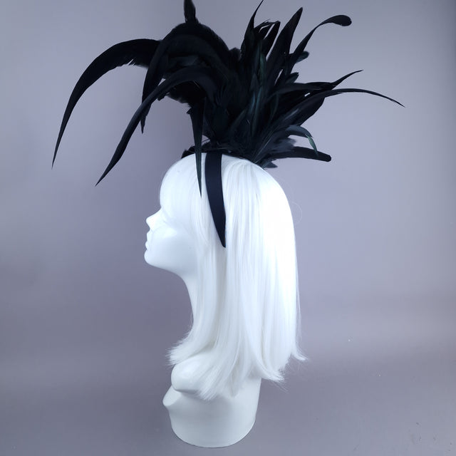 "Roo" Black Feather Headdress Fascinator Hat