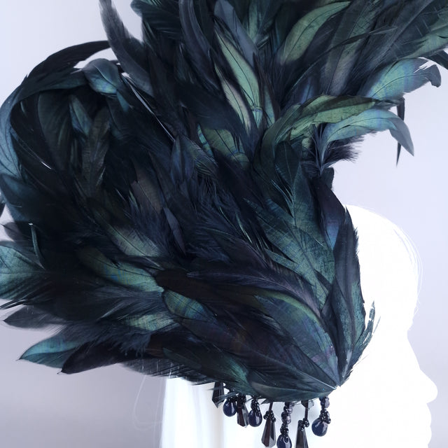 "Roo" Black Feather Headdress Fascinator Hat