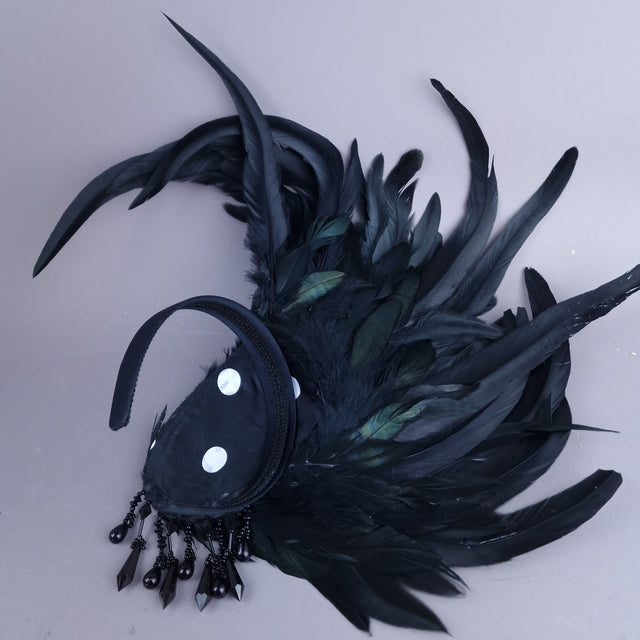 "Roo" Black Feather Headdress Fascinator Hat