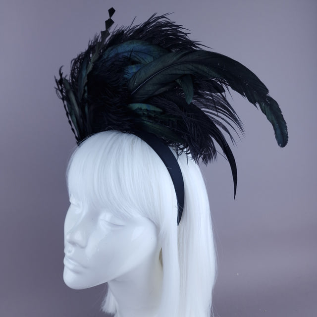 "Beyla" Black Feather Headdress